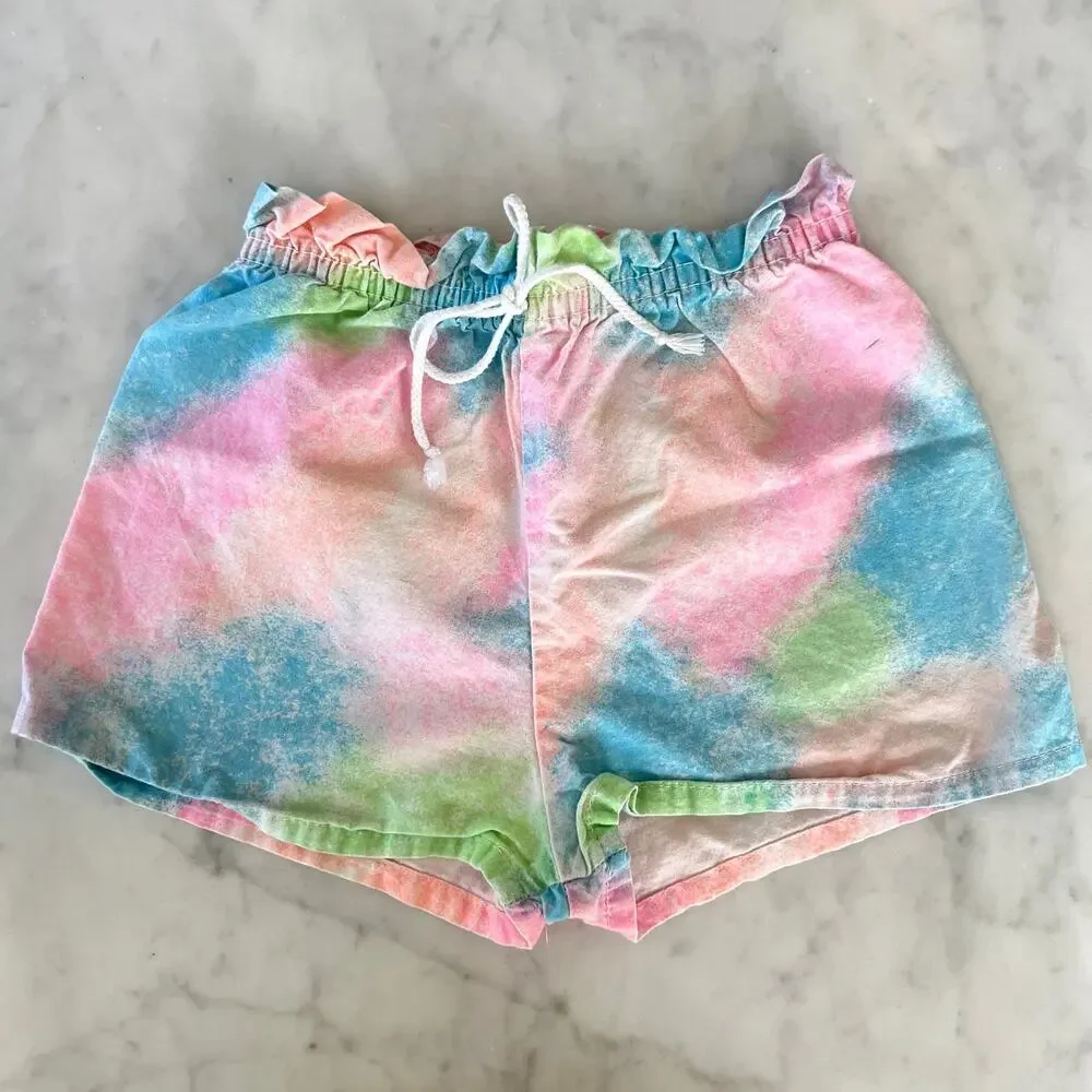 Vintage 80s 90s Girls' Bundle Heart Tank Tops and Rainbow Shorts / Small 5 6
